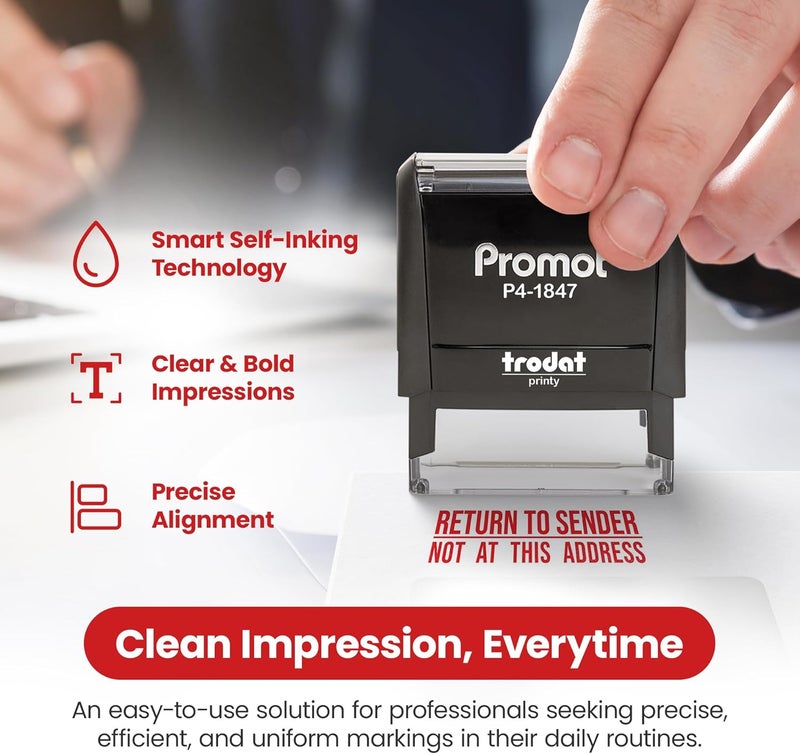 Promot Return to Sender Self Inking Stamp - Return to Sender Stamp Not at This Address - Envelope Stamper, Mail Stamps, Stampers for Office, Business Stamp - Rubber Stamps, Red Ink Stamp for Office - Image 3